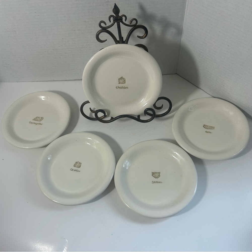 Williams Sonoma White Ceramic Cheese Plate Set of 5 6-1/4x1” Party Brunch